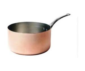 DE BUYER, DEPUIS 1830-INOCUIVRE-6406.14- CASSEROLE CUIVRE-INOX EP. 2MM Q. INOX- DIAMÈTRE : 14CM G