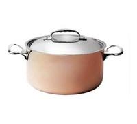 DE BUYER, DEPUIS 1830-INOCUIVRE-6442.20-FAITOUT CUIVRE-INOX 2MM A COUV. ANSES EN FONTE D'INOX Ø 20CM inox G