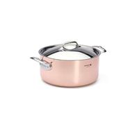 De Buyer Faitout en cuivre PRIMA MATERA avec couvercle en inox Diamètre 28 cm