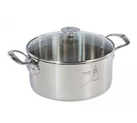 De Buyer - Faitout en inox MILADY avec son couvercle en verre - 24 cm | Fabriqué en France, Inox 18/10 Performant et Résistant, Fond Sandwich, Tous Feux + Four, Finition Poli Brillant