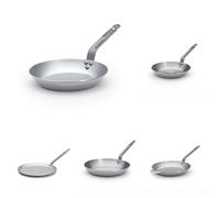 DE BUYER - Lot de 5 Poêle en tôle d'acier Mineral B - 24, 26 et 36 cm, 26cm Poêle à crêpes, 32cm Poêle grill- Fabriquées en France, Sans PFAS, Inox 18/10, Tous Feux + Four, Finition Poli Brillant
