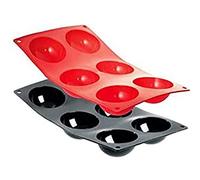 De Buyer-Moul Flex-1901.01-Moul ' Flex Rouge Plaque de 6 demi-sphères