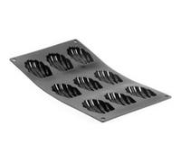 De Buyer – Plaque de 9 madeleines MOUL'FLEX – Silicone – 17,5 x 30 cm – Noir
