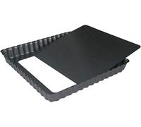 De Buyer Moule à tarte carré à fond amovible en acier antiadhésif 18 x 18 cm Noir