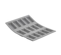 De Buyer - Plaque de 15 mini Financiers ELASTOMOULE en mousse de silicone - 21 x 17,6 cm, portion 4,9 x 2,6 cm -, Gris