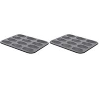 DE BUYER - Plaque de 12 madeleines en acier antiadhésif - 26 x 20 x 1,4 cm -, Noir (Lot de 2)
