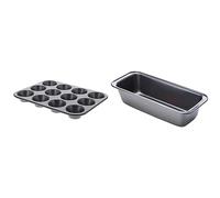 DE BUYER - Plaque de 12 muffins en acier antiadhésif - 34 cm x 26 cm x 3 cm - 4843.00 & 4715.26 -cake embouti 26x10cm