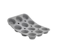 De Buyer - Plaque de 12 Muffins "Pomponnette" ELASTOMOULE en mousse de silicone - 23,5 x 17,6 cm, diamètre 4,6 cm -, Gris