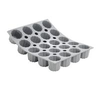 De Buyer - Plaque de 20 mini Canelés Bordelais ELASTOMOULE en mousse de silicone - 21 x 17,6 cm, diamètre 3,5 cm -, Gris