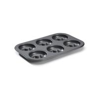 De Buyer - Plaque de 6 mini-Savarins en acier antiadhésif - Diamètre 8 cm - 31,5 x 21,5 x 2,2 cm -, Noir