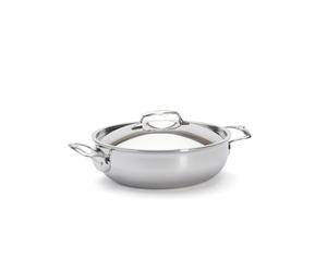 De Buyer - Sautoir bombée à deux anses en inox 5 couches AFFINITY - 28 cm | avec couvercle en inox, Fabriqué en France, Montée Rapide en °C, Inox 18/10, Tous Feux + Four, Fini Poli Brillant