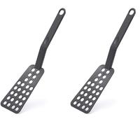 De Buyer - Spatule perforée souple en nylon pour poêle antiadhésive - 28 x 6,3 cm -, Noir (Lot de 2)
