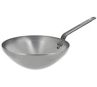 De Buyer - Wok à queue en tôle d'acier MINERAL B - 24 cm - Fabriqué en France, Anti Adhérence Naturelle, Queue Rivetée et Finition à la Cire d'Abeille, Tous Feux + Flash Four