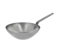 De Buyer - Wok à queue en tôle d'acier MINERAL B - 28 cm - Fabriqué en France, Anti Adhérence Naturelle, Queue Rivetée et Finition à la Cire d'Abeille, Tous Feux + Flash Four