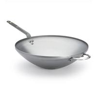 De Buyer - Wok à queue en tôle d'acier MINERAL B et anse face à queue - 40 cm - Fabriqué en France, Anti Adhérence Naturelle, Finition à la Cire d'Abeille, Tous Feux + Flash Four