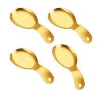 de cuillère en acier inoxydable, 4 pièces, avec poignée incurvée ergonomique, spatule ergonomique facile à nettoyer, repose-louche, lavable lave-vaisselle, repose-cuillère
