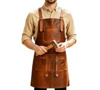 de cuisine ergonomiques en cuir pour plusieurs poches imperméables | Tablier de soudure en cuir pour maîtres de barbecue, baristas, chefs à domicile, barbecue, pâtisserie, travail du bois