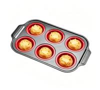 de cuisson à muffins en silicone Six compartiments Support flexible | Moule à muffins antiadhésif en silicone pour la cuisson de gâteaux, brownies, plats, chocolat, beurre, déjeuner