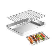 de cuisson carrée anti-adhésive en acier inoxydable avec grille de refroidissement - Grille de cuisson et de refroidissement - Pour cuisine, barbecue, table, chariot, cour, terrasse, pelouse
