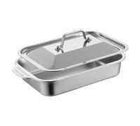 de cuisson en acier inoxydable avec couvercle et poignée | Moule à gâteau rectangulaire pour gâteaux, pain, biscuits, pizza, four, cuisine, maison, fête, etc