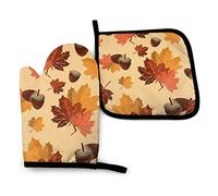 de Four et maniques, Ensemble de 2 pièces, récolte d'automne Feuille de congé saisonnier d'automne Gants de Barbecue antidérapants pour la Cuisine, la Cuisine, la pâtisserie