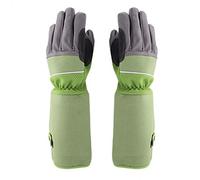 de Jardinage de Protection Contre Épine de Rose Jardin de Roses Gant en Cuir avec Tige Avant-bras Extra Longue, Paumes et Bouts des Doigts Renforcés pour Le Jardinage(Green)