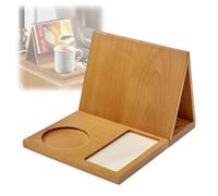 De lecture triangulaire en bois, porte-boissons et fente pour téléphone, de livre multifonctionnel, organisateur de bureau pour les amateurs de livres, aide à la cuisine