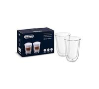 DE‘LONGHI Lot de verres à latte macchiato, 2 pièces double paroi, DLSC312, Transparent