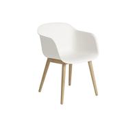 Muuto Chaise Fiber Chair avec accoudoir et pieds en bois Natural white-Oak
