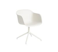 de Table à Manger en Fibre m. Accoudoirs et Base Pivotante Blanc