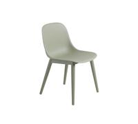 Muuto Chaise Fiber Side Chair avec pieds en bois dusty green