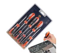 de tournevis, outils manuels rainurés avec manche en caoutchouc | Lot de 7 vis à tête plate pour meuble, moto, électronique