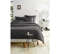 De Witte Lietaer Olivia Parure de lit qualité Satin Coton peigné, Gris foncé/Ebony, 240x220 cm + 2 taies