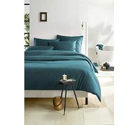De Witte Lietaer Olivia Parure de lit qualité Satin Coton peigné, Vert Canard/Lake Green, 240x220 cm + 2 taies