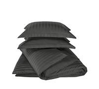 De Witte Lietaer Parure Zygo Ebony Housse de Couette + 2 Taies d'Oreiller avec Volant Coton Peigné Gris Foncé 240 x 220 cm