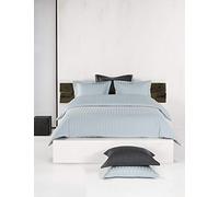 De Witte Lietaer Parure Zygo Ice Blue Housse de Couette + 2 Taies d'Oreiller avec Volant Coton Peigné Bleu Ciel 240 x 220 cm