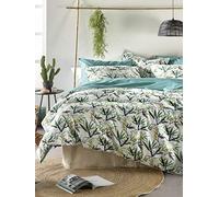 De Witte Lietaer Salix Parure : Housse de Couette et Taies d'oreiller, Coton, Blanc-Vert, 260x240 cm