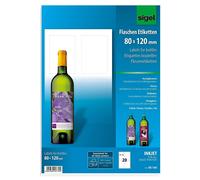 [DE160] sigel Paquet de 20 Etiquettes Jet d'encre pour bouteilles 80 x 120 mm...