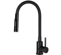 Deante Mitigeur de cuisine Luno BOCN74M – Bec courbé, sortie flexible, 2 types de jet, noir