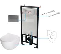 Deante Peonia kit cuvette avec abattant, châssis et bouton CDET6ZPW