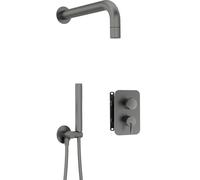 Deante Silia ensemble de douche encastré avec douche pluie graphite BXYZDQSM