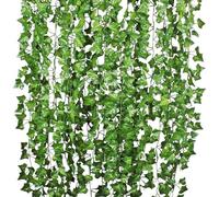 DearHouse Guirlande de Feuilles de Lierre artificielles à Suspendre de 24 m avec 12 brins de Fleurs de Vigne artificielles pour Maison, Cuisine, Jardin, Bureau, Mariage, décoration Murale, Vert