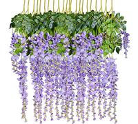 DearHouse Lot de 12 guirlandes de glycines artificielles à Suspendre - 1 m - Violet 2