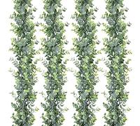 DearHouse Lot de 4 guirlandes d'eucalyptus artificielles à Suspendre, Feuilles d'eucalyptus pour décoration Murale de Mariage, 1,8 m, Protection UV pour intérieur et extérieur