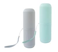 DEARMAMY 2 Pièces Boîte de Transport pour Brosse à Dents Portable PP | Organisateur Intégré, Design Respirant Trous D’air, Protection Étanche, Séchage Rapide pour Toilette