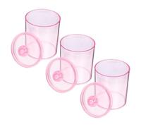 DEARMAMY 3 Pièces Boîte de Rangement Transparente Couvercle, Ps, Rose | Cotons et Disques, Usage Lavabo ou Comptoir, Protection L’humidité, Réutilisable, Organisée