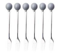 DEARMAMY 6 Pièces Fourchette à Dessert Mini en Acier Inoxydable, Manche Céramique, Poignée Ergonomique pour Servir les Desserts et Mélanger, Pendaison de Crémaillère
