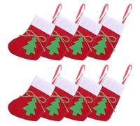 DEARMAMY 8 Pièces Porte-Couverts de Noël de Chaussette Décoration de Table en Tissu Rouge Léger pour Cuillère et Fourchette Dîner de Noël