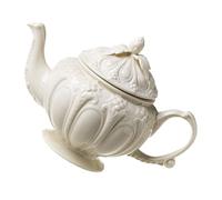 DEARMAMY Cafetière en Céramique Style Britannique Vintage Grosse Capacité et Poignée Confortable, Pot à Lait Rétro Embossé Beige Cuisine Élégante