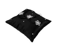 DEARMAMY Coussin à Alliances Noir en Tissu Dentelle Élégant Vintage pour Mariage en Extérieur, Accessoire de Mariée et Porte-bagues Sécurisé pour Cérémonie D'engagement